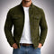 Suede Button-Front Shirt Jacket for Men