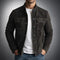 Suede Button-Front Shirt Jacket for Men - Black