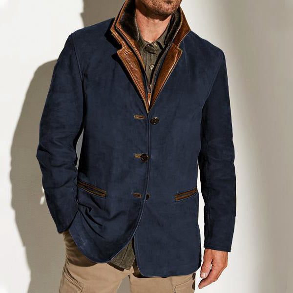 Suede Lapel Collar Blazer for Men - View 4