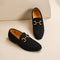 Suede Loafer with Metal Accent for Men - Black