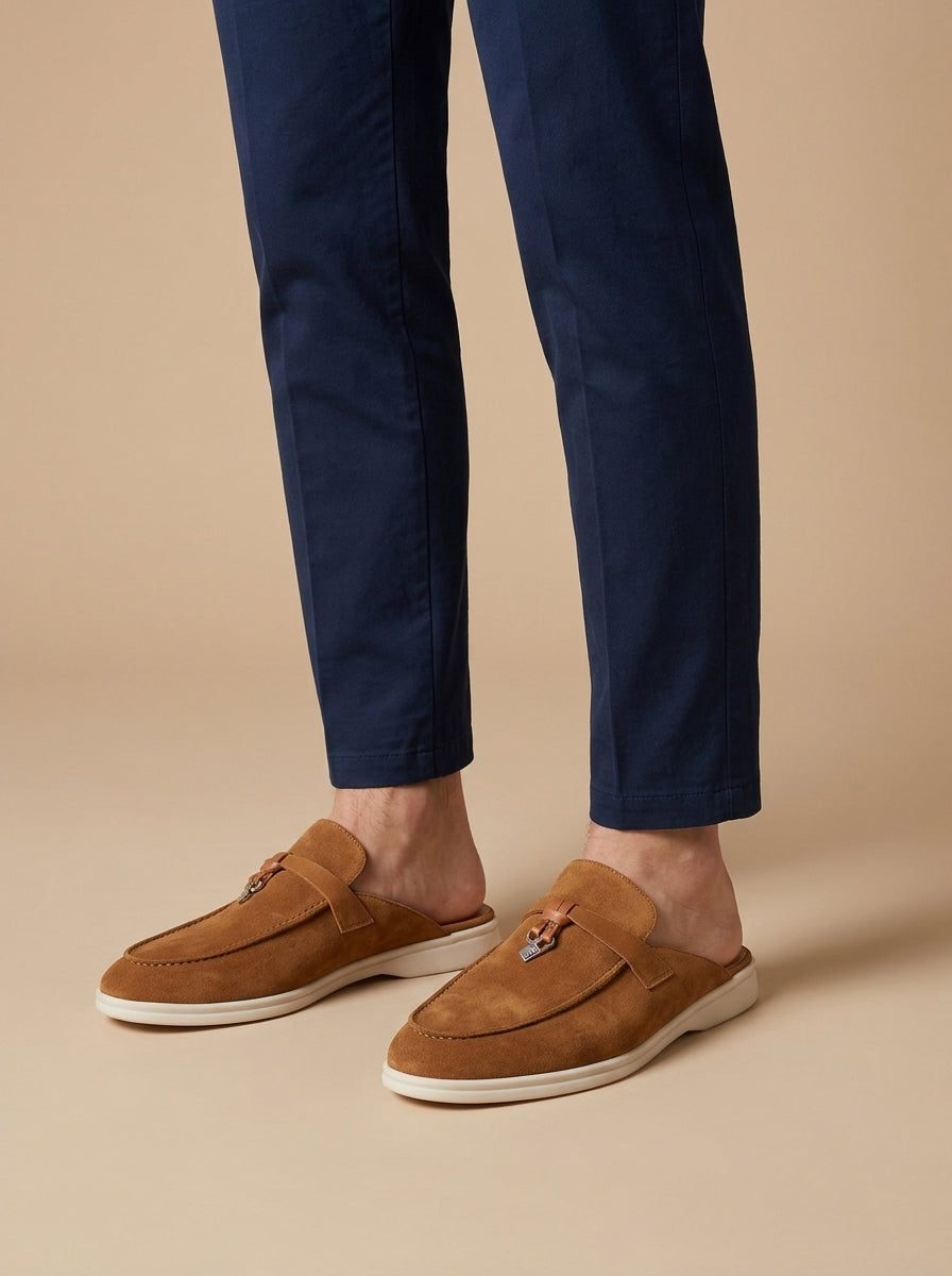 Suede Open Back Loafer Mule for Men