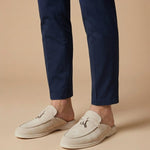 Suede Open Back Loafer Mule for Men - Light Gray