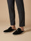 Suede Open Back Loafer Mule for Men - Black