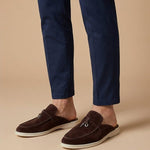 Suede Open Back Loafer Mule for Men - Dark Brown