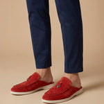 Suede Open Back Loafer Mule for Men - Red