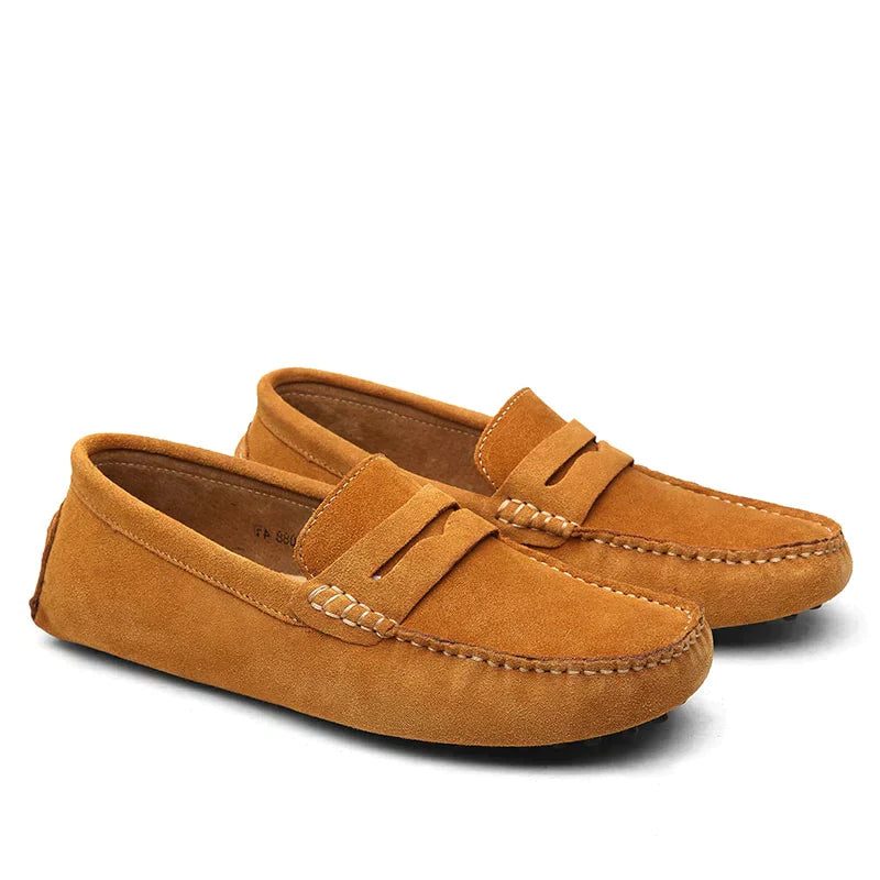 Suede Penny Loafers for Men - Hellbraun
