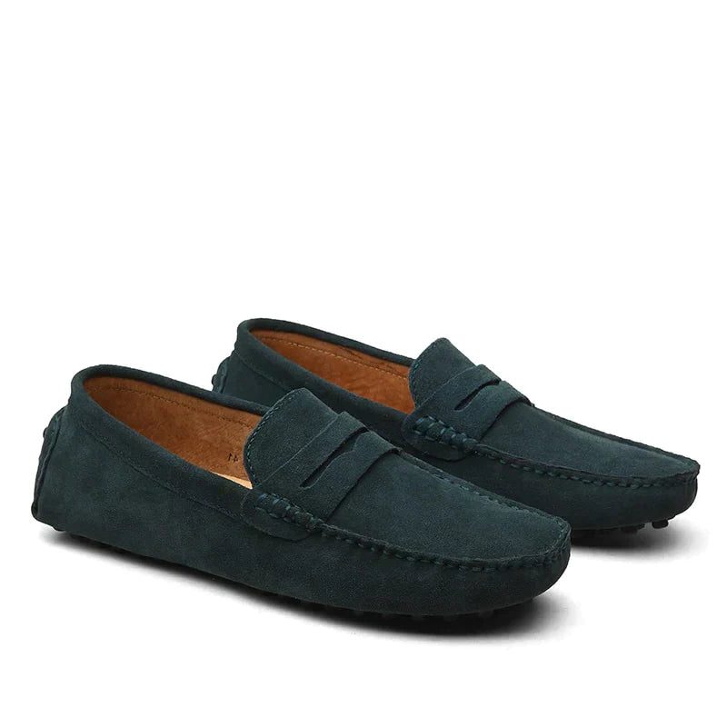 Suede Penny Loafers for Men - Grün