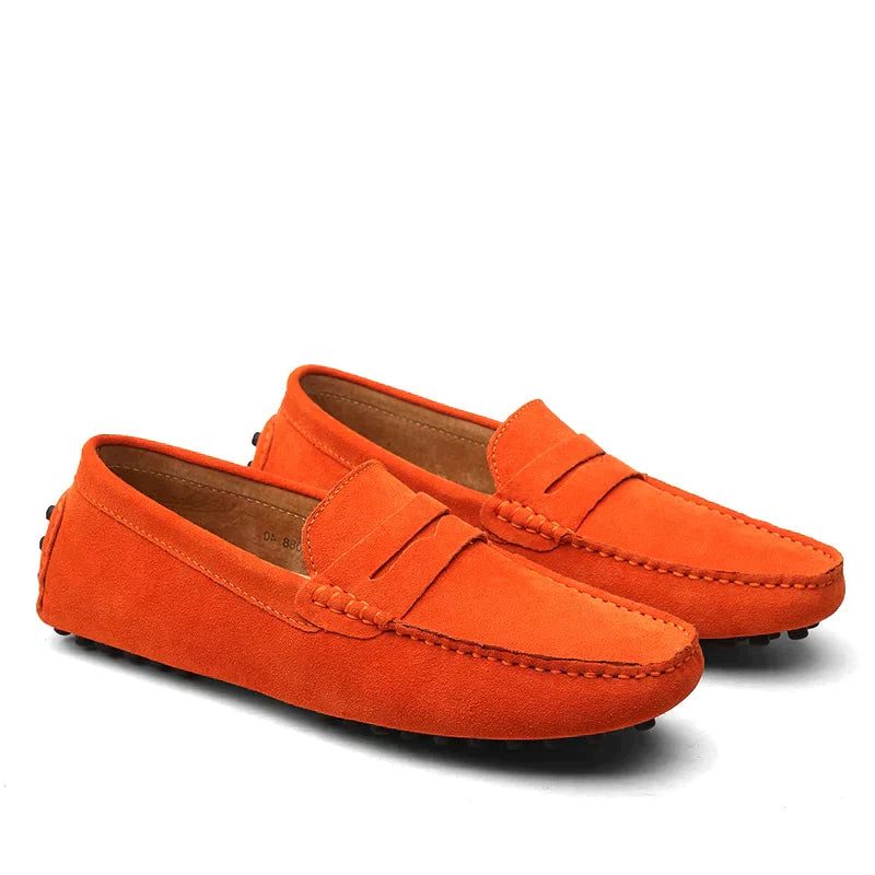 Suede Penny Loafers for Men - Orange