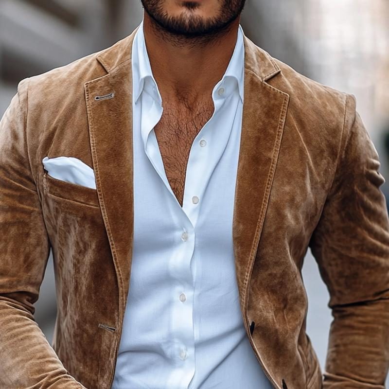 Suede Slim Fit Blazer for Men - View 2