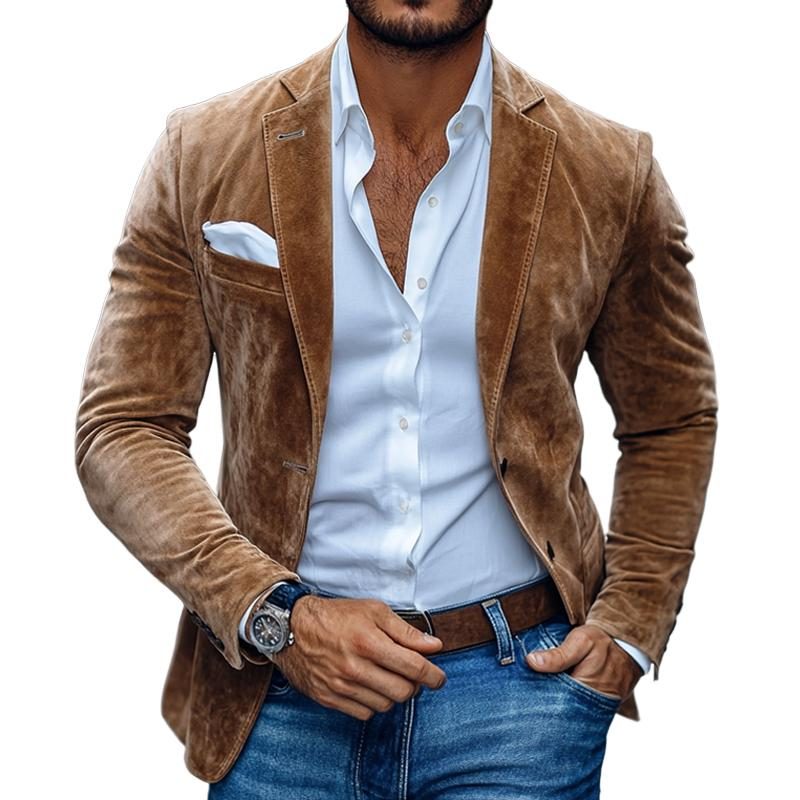 Suede Slim Fit Blazer for Men - View 3