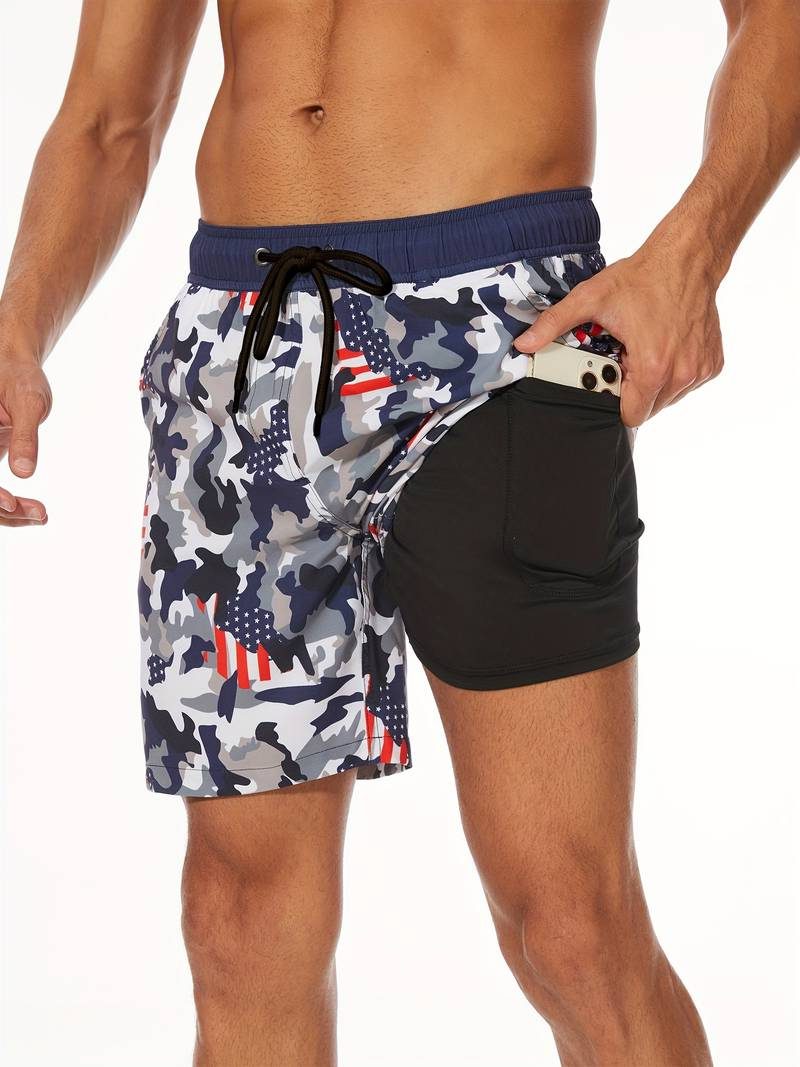 Flamingo Print Swim Shorts for Men - View 14