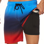 Flamingo Print Swim Shorts for Men - Red