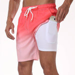 Flamingo Print Swim Shorts for Men - Light Orange