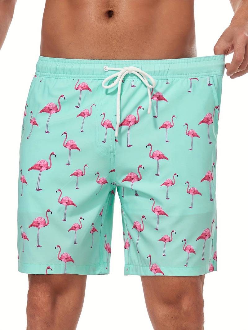Flamingo Print Swim Shorts for Men - View 2