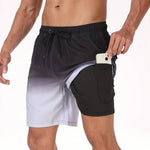 Flamingo Print Swim Shorts for Men - Black