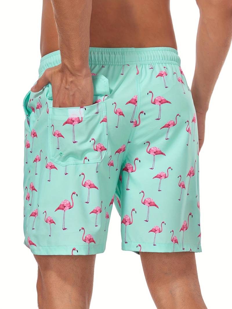 Flamingo Print Swim Shorts for Men - View 3