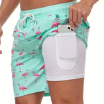 Flamingo Print Swim Shorts for Men - View 4