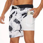 Flamingo Print Swim Shorts for Men - White