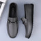 Genuine Leather Driving Loafers for Men - Gray