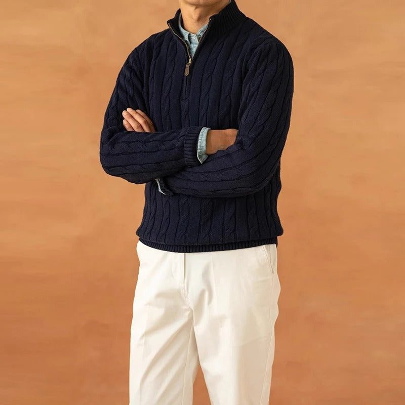 Half-Zip Mock Neck Sweater for Men