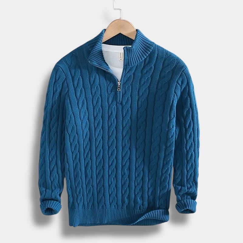 Half-Zip Mock Neck Sweater for Men - Blue