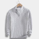 Half-Zip Mock Neck Sweater for Men - Gray