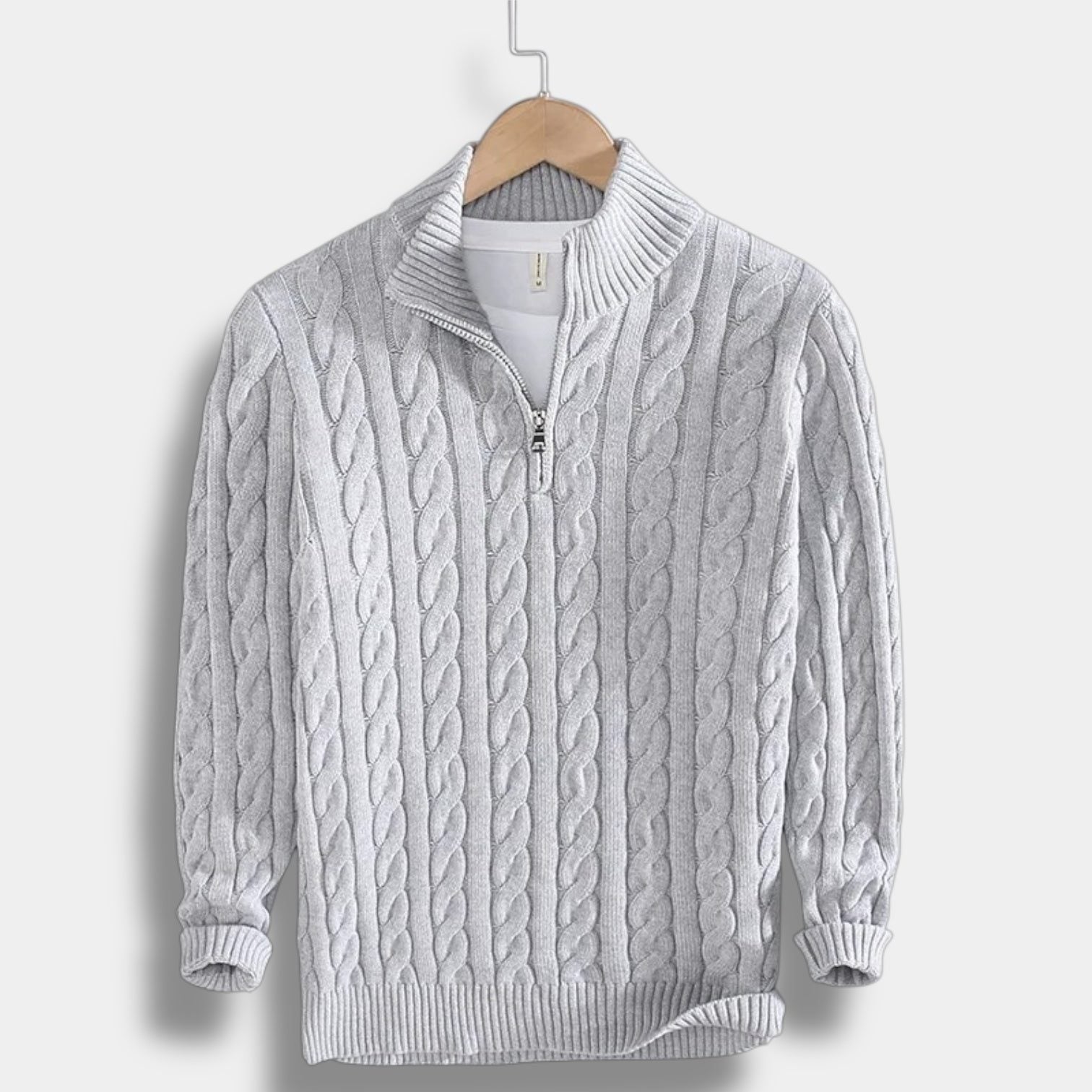 Half-Zip Mock Neck Sweater for Men - Gray