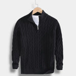 Half-Zip Mock Neck Sweater for Men - Black