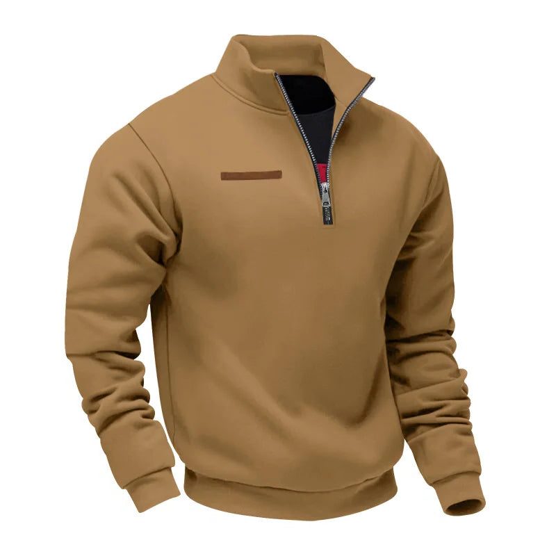 Half-Zip Stand Collar Fleece Sweatshirt for Men - Brown
