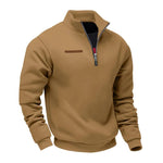 Half-Zip Stand Collar Fleece Sweatshirt for Men - Brown