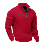 Half-Zip Stand Collar Fleece Sweatshirt for Men - Red