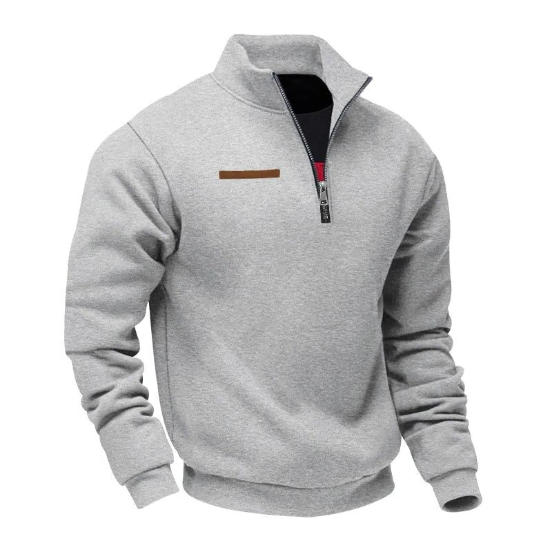 Half-Zip Stand Collar Fleece Sweatshirt for Men - Gray