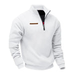 Half-Zip Stand Collar Fleece Sweatshirt for Men - White