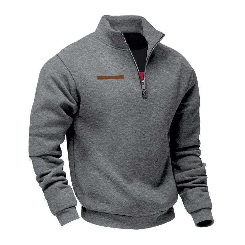 Half-Zip Stand Collar Fleece Sweatshirt for Men - Dark Gray