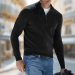 Half-Zip Stand Collar Pullover for Men - Black