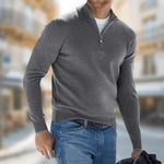 Half-Zip Stand Collar Pullover for Men - Gray