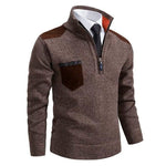 Half-Zip Stand Collar Sweater for Men - Brown