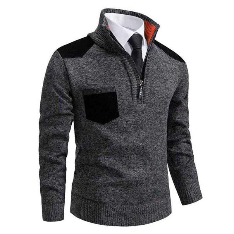 Half-Zip Stand Collar Sweater for Men - Dark Gray