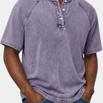 Henley Button-Down Short Sleeve Shirt for Men