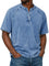 Henley Button-Down Short Sleeve Shirt for Men - Blue
