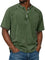 Henley Button-Down Short Sleeve Shirt for Men - Dark Green