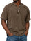 Henley Button-Down Short Sleeve Shirt for Men - Brown