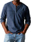 Henley Button-Front Long Sleeve Shirt for Men - Navy