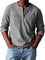 Henley Button-Front Long Sleeve Shirt for Men - Gray