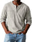 Henley Button-Front Long Sleeve Shirt for Men - Beige