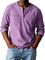 Henley Button-Front Long Sleeve Shirt for Men - Purple