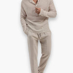 Henley Long Sleeve Set for Men - Beige