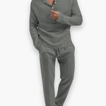 Henley Long Sleeve Set for Men - Grey