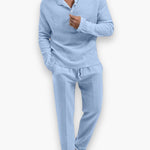 Henley Long Sleeve Set for Men - Light Blue