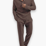Henley Long Sleeve Set for Men - Brown